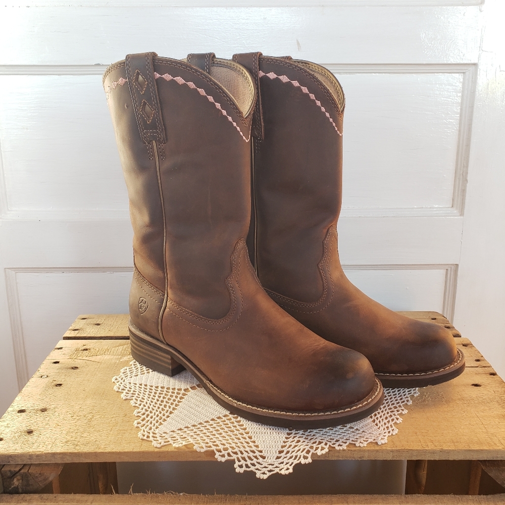 **SOLd*thankyou🌸💕Ariat Unbridled Roper• Leather Cowgirl Boots•Brown Leather - Picture 4 of 16